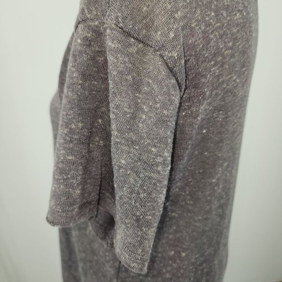 Women's BKE Core Raw Edge Thin Sweater Material Sml Shirt Grey V-Neck Poly/Flax - Picture 5 of 7